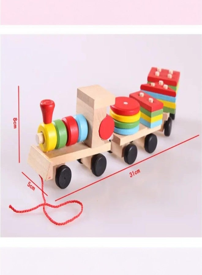 UPBEAT Wooden Shape Sorter Train Toy for Toddlers & Preschoolers (18-60 Months) I Classic Toy I Montessori Leaning I Kids' Wooden Pull-Along Shape Sorter Train - Image 5